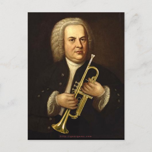 J.S. Bach mit Trumpet Postkarte (Vorderseite)