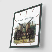 J.W. Audubon - Ursus Americanus (Schwarzer Bär) Quadratische Wanduhr (Winkel)