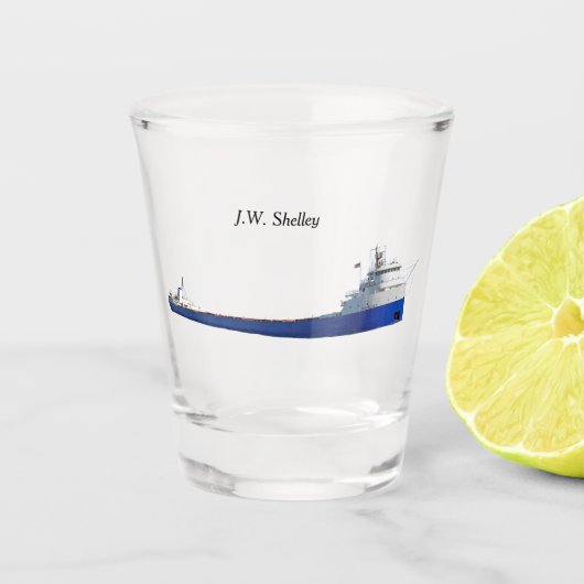 J.W. Shelley-Schussglas Schnapsglas (Vorderseite)