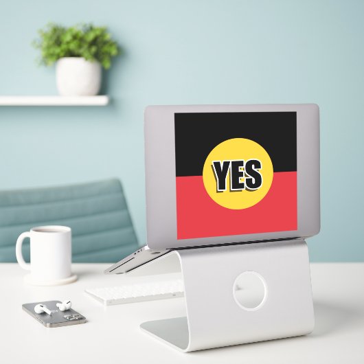 Ja Aufkleber (Laptop auf Schreibtisch)