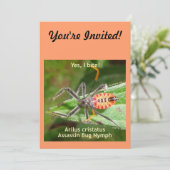 Ja beiße ich Meuchelmörder-Wanze Einladung (Stehend Vorderseite)