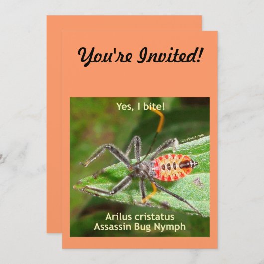 Ja beiße ich Meuchelmörder-Wanze Einladung (Vorne/Hinten)