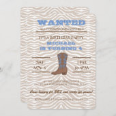 JA! Blue Cowboy Geburtstagsparty Einladung (Vorne/Hinten)
