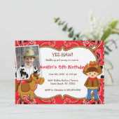 JA! Cowboy ThemenGeburtstagsparty Einladungen (Stehend Vorderseite)