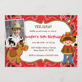 JA! Cowboy ThemenGeburtstagsparty Einladungen