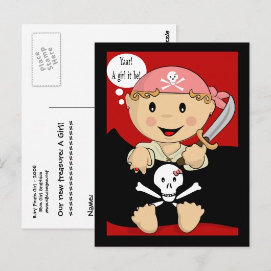 Ja! Ein Mädchen! Postkarte (Vorne/Hinten)