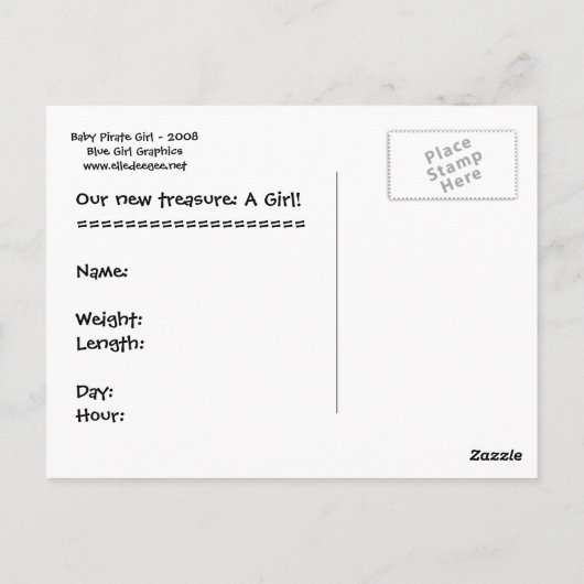 Ja! Ein Mädchen! Postkarte (Rückseite)