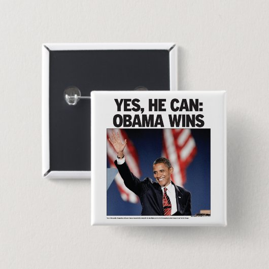 Ja, er kann: Obama gewinnt Button (Vorne & Hinten)