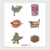 Ja Eye Can Banana Rocket Monkey London Bus Pack Aufkleber (Blatt)