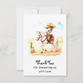 Ja, Fiesta! Cowboy-Babydusche Dankeskarte (Vorderseite)