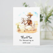 Ja, Fiesta! Cowboy-Babydusche Dankeskarte (Stehend Vorderseite)