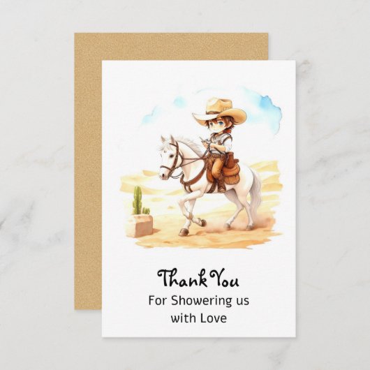 Ja, Fiesta! Cowboy-Babydusche Dankeskarte (Vorne/Hinten)