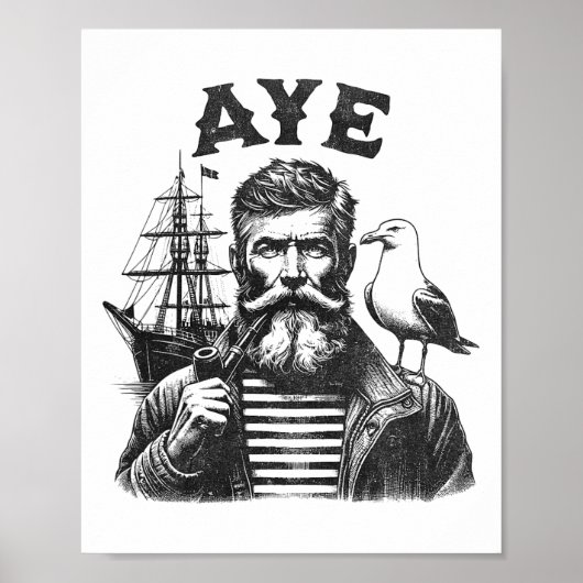 Ja - Fischer Seemann Kapitän mit Pfeife Poster (Vorne)
