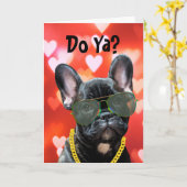 Ja? Französischer Kuss? Valentine Dog Vibing Karte (Gelbe Blume)