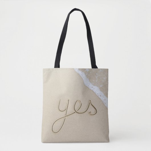 Ja gepflegte Worte auf dem Strand Sand Tasche (Vorderseite)