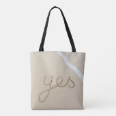 Ja gepflegte Worte auf dem Strand Sand Tasche (Rückseite)
