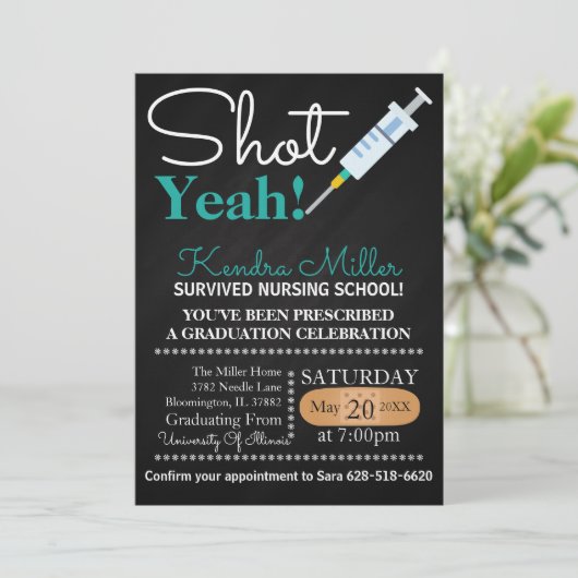 Ja geschossen! Krankenpflege-SchulAbschluss laden Einladung (Stehend Vorderseite)