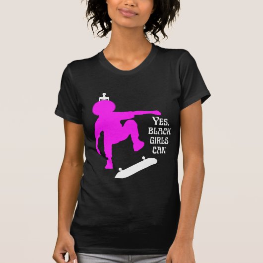 JA GIRLS KANN SKATEBOARD Black Skater Girl T-Shirt (Vorderseite)