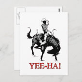 Ja-Ha! Rodeo Cowboy auf Pferdehengst Postkarte (Vorne/Hinten)