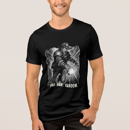 Ja, Hau. Kaboom. Plasma-Schiefer Tri-Blend Shirt (Vorderseite)