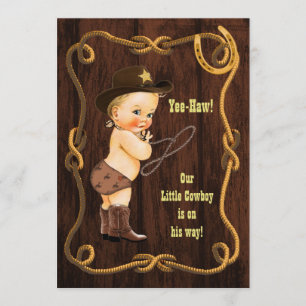Ja-Haw! Blonde Cowboy Rustic Baby Dusche Einladung