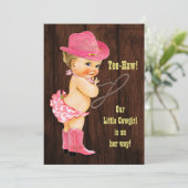 Ja-Haw! Blonde Cowgirl Rustic Baby Dusche Einladung (Stehend Vorderseite)