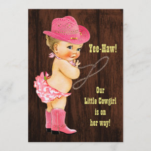 Ja-Haw! Blonde Cowgirl Rustic Baby Dusche Einladung