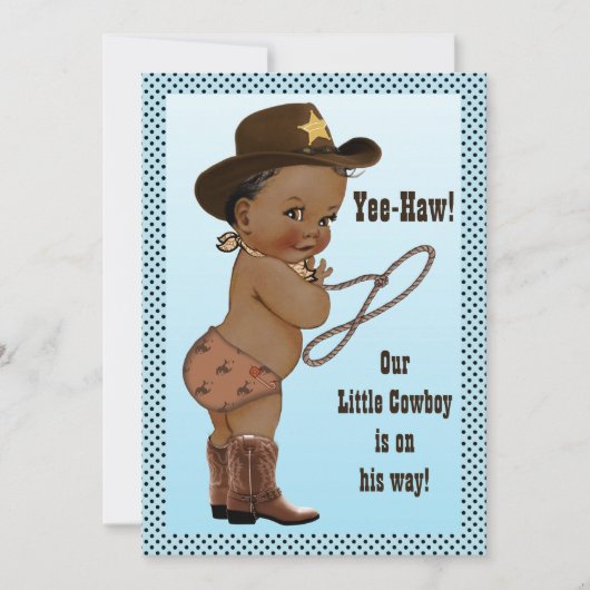 Ja-Haw! Ethnic Little Cowboy Baby Shower Einladung (Vorderseite)