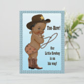 Ja-Haw! Ethnic Little Cowboy Baby Shower Einladung (Stehend Vorderseite)