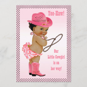 Ja-Haw! Ethnic Little Cowgirl Baby Shower Einladung