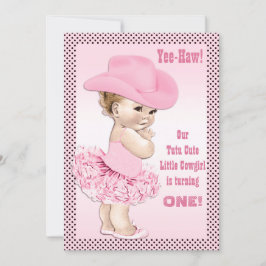 Ja-Haw! Tutu Niedlich Little Cowgirl Baby Birthday Einladung