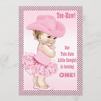 Ja-Haw! Tutu Niedlich Little Cowgirl Baby Birthday Einladung