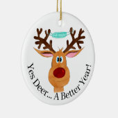 Ja Hirsch ... Rudolph the Face Masked Reindeer Keramik Ornament (Rechts)