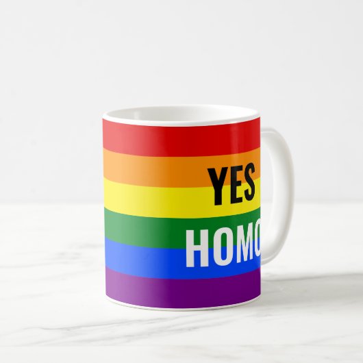 Ja Homo Rainbow Pride Tasse (VorderseiteRechts)