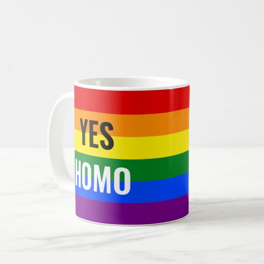 Ja Homo Rainbow Pride Tasse (Vorderseite Links)