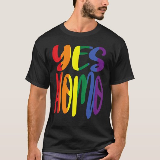 Ja Homo, Regenbogenfarben im Sprichwort T-Shirt (Vorderseite)