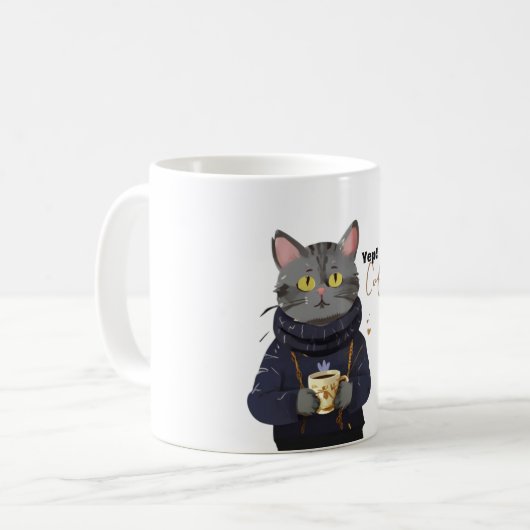 Ja! I Liebe Kaffee ODER Tee Niedlich Katze Illustr Kaffeetasse (Vorderseite Links)