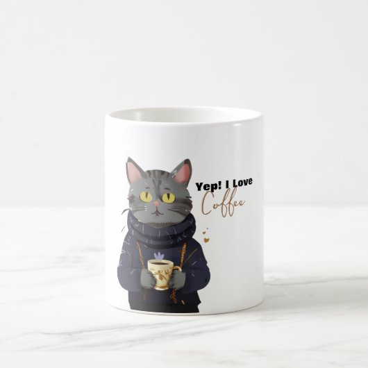 Ja! I Liebe Kaffee ODER Tee Niedlich Katze Illustr Kaffeetasse (Mittel)
