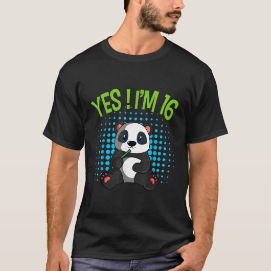 Ja, ich bin 16 Panda Theme Bday Py Celebration T-Shirt (Vorderseite)