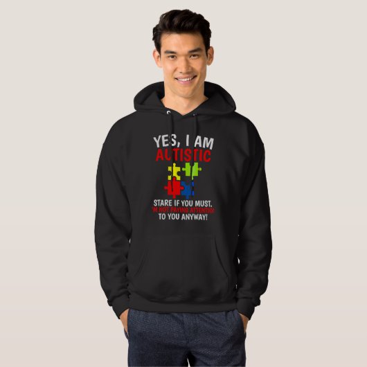 Ja, ich bin Autistische Autismus Bewusstsein Kinde Hoodie (Vorne ganz)