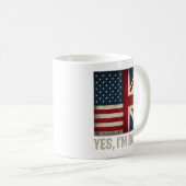 Ja, ich bin beide amerikanische britische Flaggen  Kaffeetasse (VorderseiteRechts)