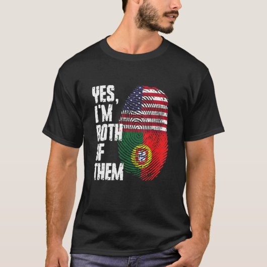 Ja, ich bin beide Portugal American Flag Finger T-Shirt (Vorderseite)