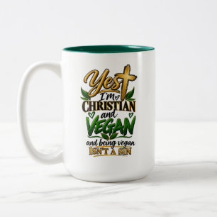 Ja, ich bin Christ und Veganer… Zweifarbige Tasse