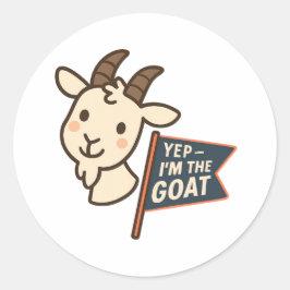 Ja, ich bin die GOAT Süße Lustige Ziegenkopf-Gesta Runder Aufkleber