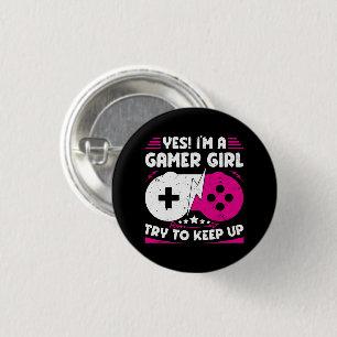 Ja, ich bin ein Gamer Girl Funny Video Gamer Gift  Button