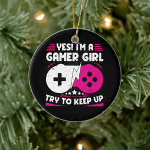 Ja, ich bin ein Gamer Girl Funny Video Gamer Gift  Keramik Ornament