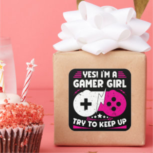 Ja, ich bin ein Gamer Girl Funny Video Gamer Gift Quadratischer Aufkleber