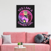 JA, ICH BIN EIN GAMER-MÄDCHEN LEINWANDDRUCK (Insitu (Wohnzimmer))