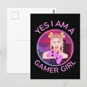 JA, ICH BIN EIN GAMER MÄDCHEN POSTKARTE