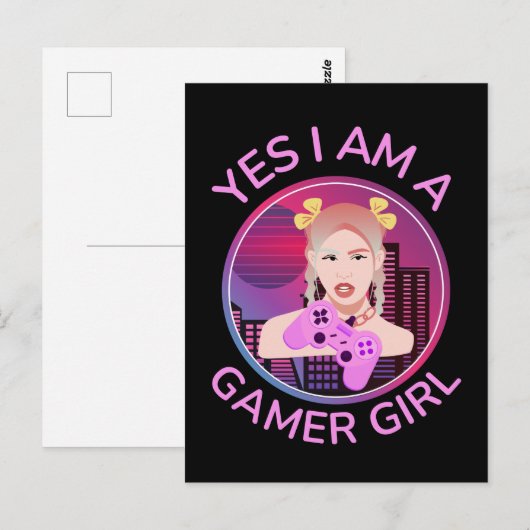 JA, ICH BIN EIN GAMER MÄDCHEN POSTKARTE (Vorne/Hinten)